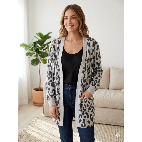 Belle by Kim Gravel Sweaters - Belle Kim Gravel Animal Intarsia Duster Cardigan Sweater Womens Plus Sz 2X